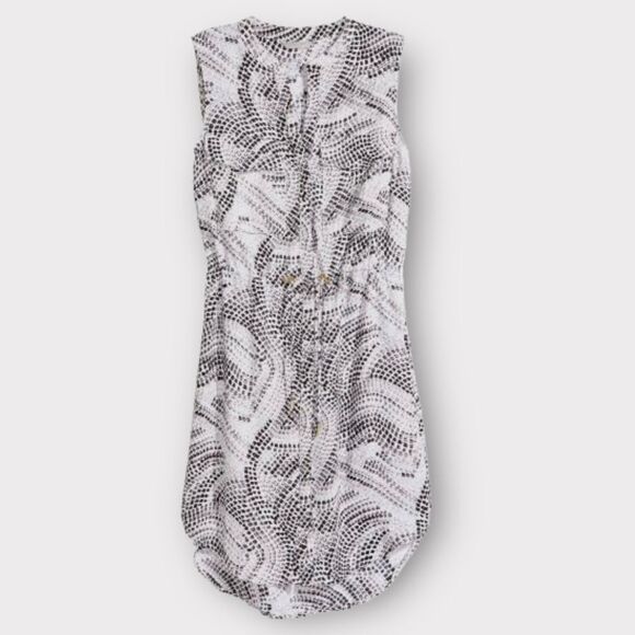 NEW H&M Geometric Print Shirt Dress Sleeveless Black Gray Womens Sz 4 - Picture 2 of 13